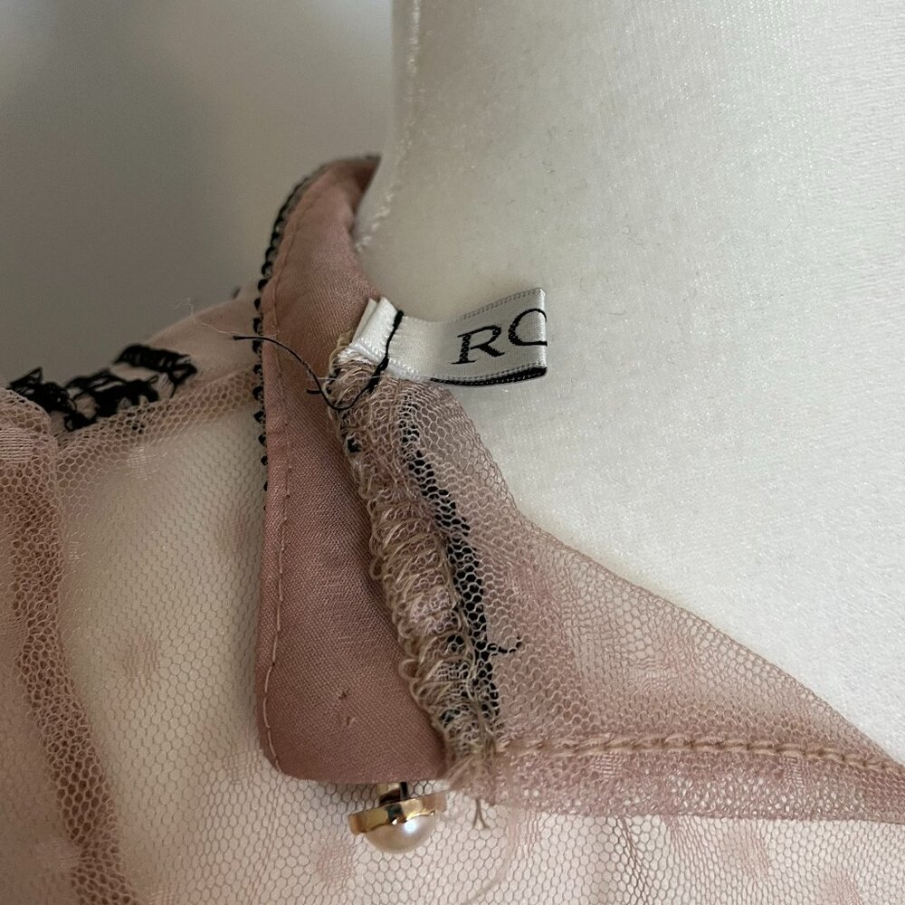Romantic Sheer Ruffle Blouse with Embroidered Detail - Picture 7 of 9